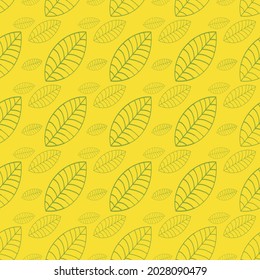 Seamless leaf pattern on yellow background for garment, paper, fashion