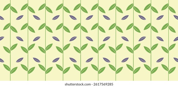 Seamless Leaf Pattern Set with Minimal Flat Design in Colorful Background Variations