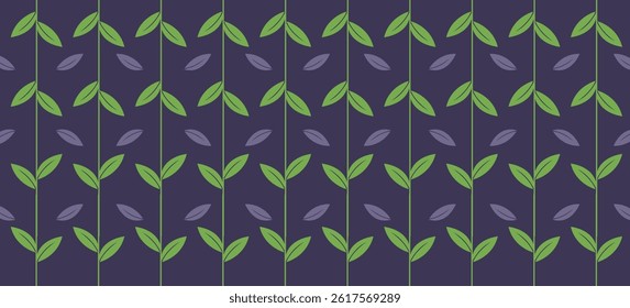 Seamless Leaf Pattern Set with Minimal Flat Design in Colorful Background Variations