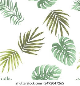 Seamless Leaf Pattern Tropical Leaves Background EPS