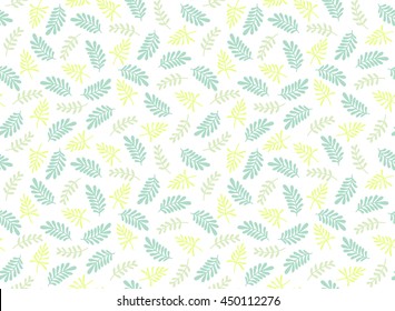 Seamless leaf pattern. Tropical pattern. White background. Cute pattern with leaf. 