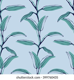 Seamless leaf pattern. Vector illustration.