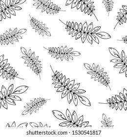 Seamless leaf pattern. Seamless vector texture. Elegant template for fashion prints. Leaves on a white background. Texture for textile, wrapping paper, cover, background, wallpaper.