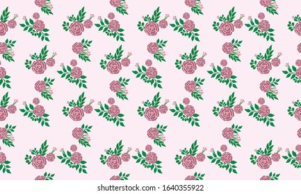Seamless leaf and rose flower for spring, with leaf pattern elegant background.