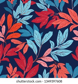 Seamless Leaf Vector Botanical Textile Pattern
