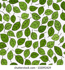 Seamless leafs green pattern, vector