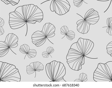 Seamless leafs pattern. Ginkgo leaf background.
