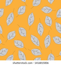 Seamless leafs pattern randomly distributed. Decorations and ornament.
