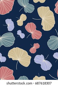 Seamless leafs pattern.Colorful ginkgo leaf background.