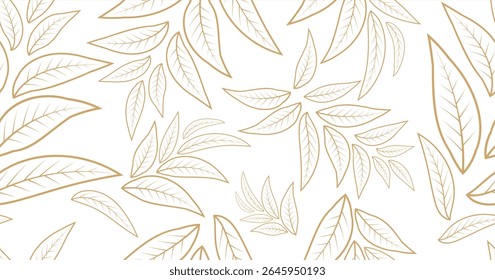 Padrão de vetor de folha sem costura com design decorativo natural