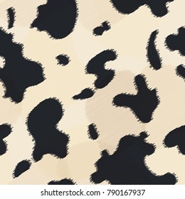 Seamless leather texture. Cow fur texture. Cow pattern, animal skin texture. Animal print. Hand drawn vector illustration. Design elements for your projects, fabrics, prints, wallpaper, wrapping