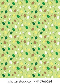 Seamless leave template texture with green beige color. Seamless stylized leave pattern.
