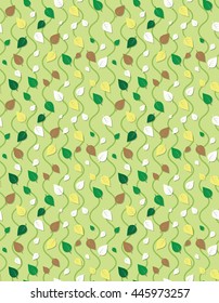 Seamless leave template texture with green beige color. Seamless stylized leave pattern.
