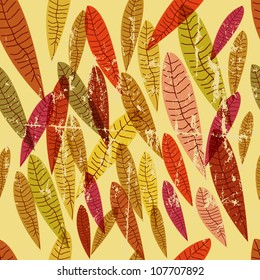 seamless leaves background, autumn colors, vector illustration