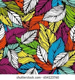Seamless leaves background. Vector