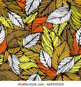 Seamless leaves background. Vector