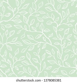 Seamless leaves background. Vector seamless pattern with graphic leaves for textile print, page fill, wrapping paper, web design