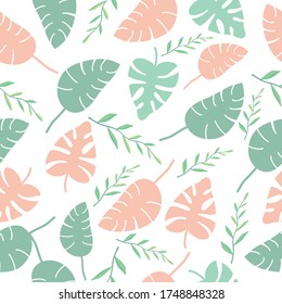 Seamless leaves botanical elements background.