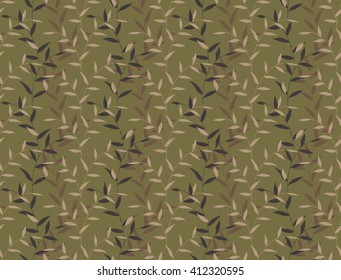Seamless Leaves Curly Floral Camo Pattern Background