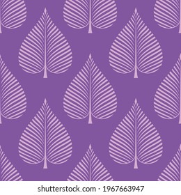 Seamless leaves damask pattern on violet background