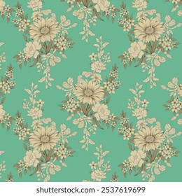 folhas sem costura e flor padrão de papel de parede em background.Classic Popular Flower fundo padrão sem emenda para texturizados.wallpapers, cartões postais, cartões de saudação, convites de casamento, eventos românticos.
