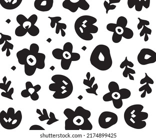 Hojas sin foco y motivos de fondo de flores sobre fondo blanco