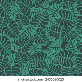 Seamless leaves green vector pattern. 