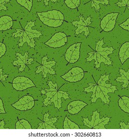 Seamless leaves grunge pattern background