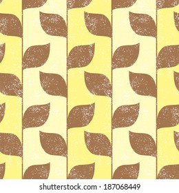 Seamless leaves grunge vintage pattern. Vector illustration