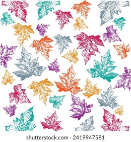 Seamless leaves hand drawn pattern