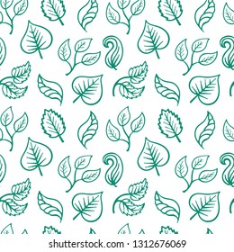 Seamless leaves hand drawn vector pattern.
Seamless floral background.