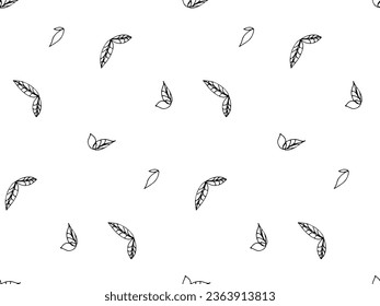 Nahtlose Blätter Muster. Abstrakte Dekorative Frische Naturelemente. Herbstblatt-Kunstdoodle. Wiederholter Vektorhintergrund für Textilien, Verpackungspapier, Tapete. Abstraktes, umrissenes Laubmuster
