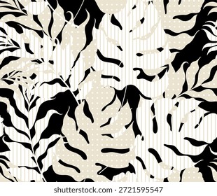 Seamless leaves pattern. Abstract tropical leaves pattern.