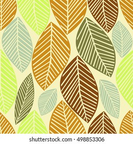 Seamless leaves pattern background ,  Autumn