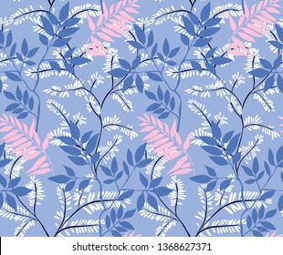 Seamless leaves pattern. Botanical background. Plant flower nature wallpaper.