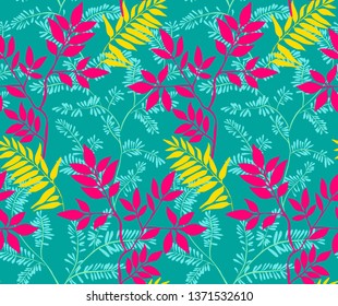 Seamless leaves pattern. Botanical background. Plant flower nature wallpaper.