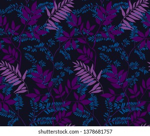 Seamless leaves pattern. Botanical background. Plant flower nature wallpaper.