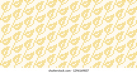 Seamless leaves pattern continuous vine background small leaf shape motif abstract minimalist fabric print classy ornament graphic style. Casual repeating ornate textile design, white, yellow colors.