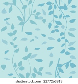 seamless leaves pattern creeper blue green color for print background, fabrics 