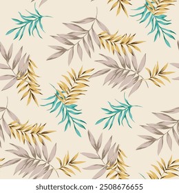 Seamless leaves pattern design art work.