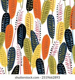 Seamless leaves pattern design art work.