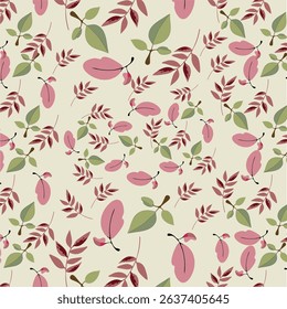 Seamless leaves pattern design art work.