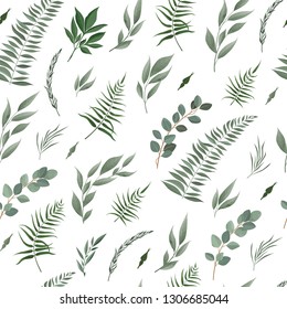 Seamless leaves pattern. Design for banner, poster, card, cover, invitation, placard brochure or header.