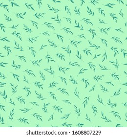 seamless leaves pattern in green color theme for background, wallpaper, paper wrapping, decoration .