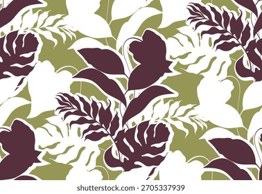 Patrón de hojas sin costuras. Dibujar a mano el patrón floral