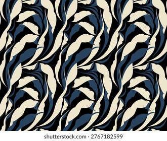 Seamless leaves pattern. Hand draw abstract leaf pattern