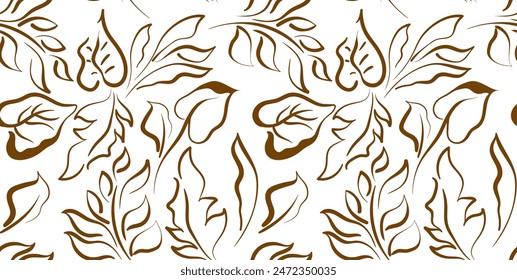 Patrón de hojas sin costura. Diseño de patrón de línea. Patrón Abstractas.