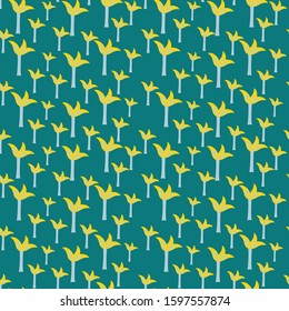 Seamless leaves Pattern on green background