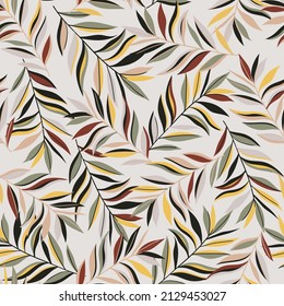 seamless leaves pattern on grey background