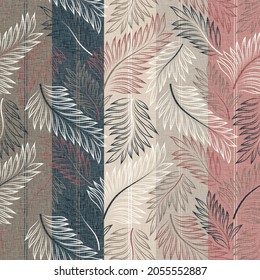 seamless leaves Pattern on stipes background